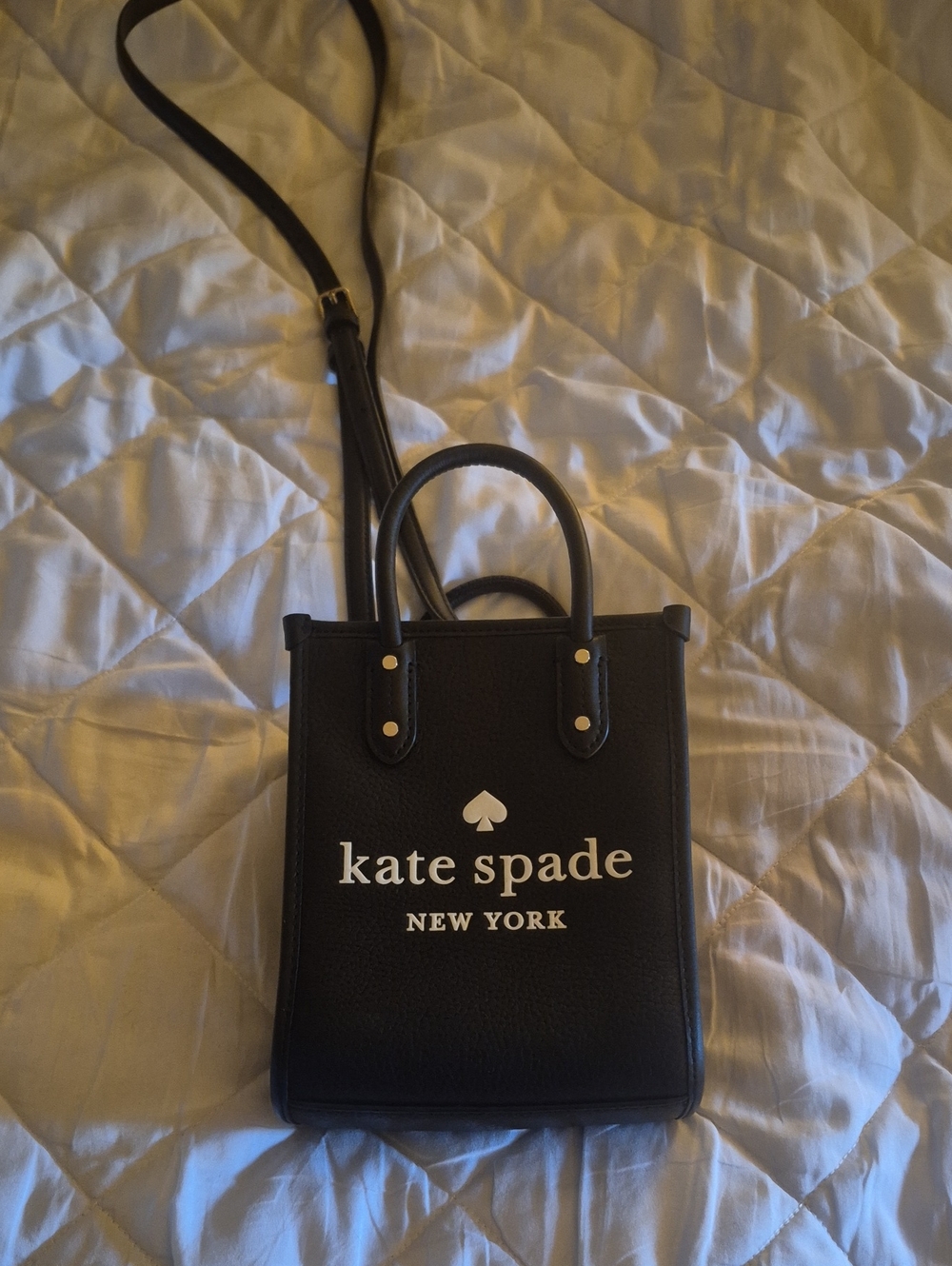 kate spade black and white Logo Mini Crossbody Tote